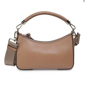 Furla Pebbled Leather Shoulder Bag in Taupe